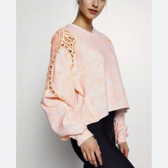 Free People Tops - NWT Free People Neon Orange Combo Sweatshirt - Size XS